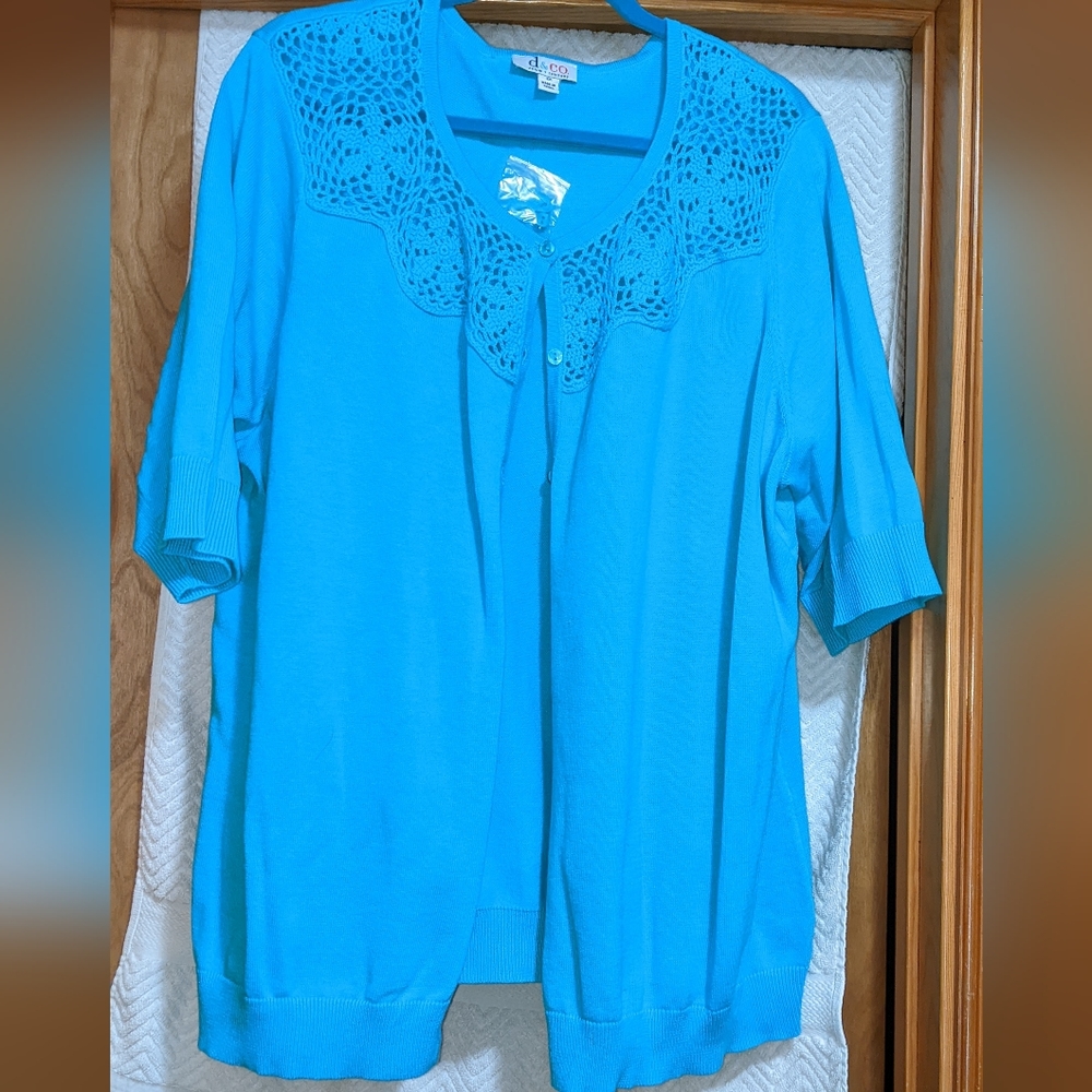 Two piece aqua sweater  set.